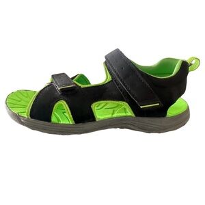 Falls Creek Black and Green Sport Sandals with Adjustable Straps